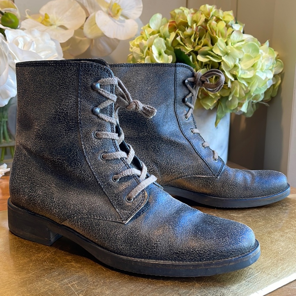 J. Crew Distressed Oiled Leather Combat Boots